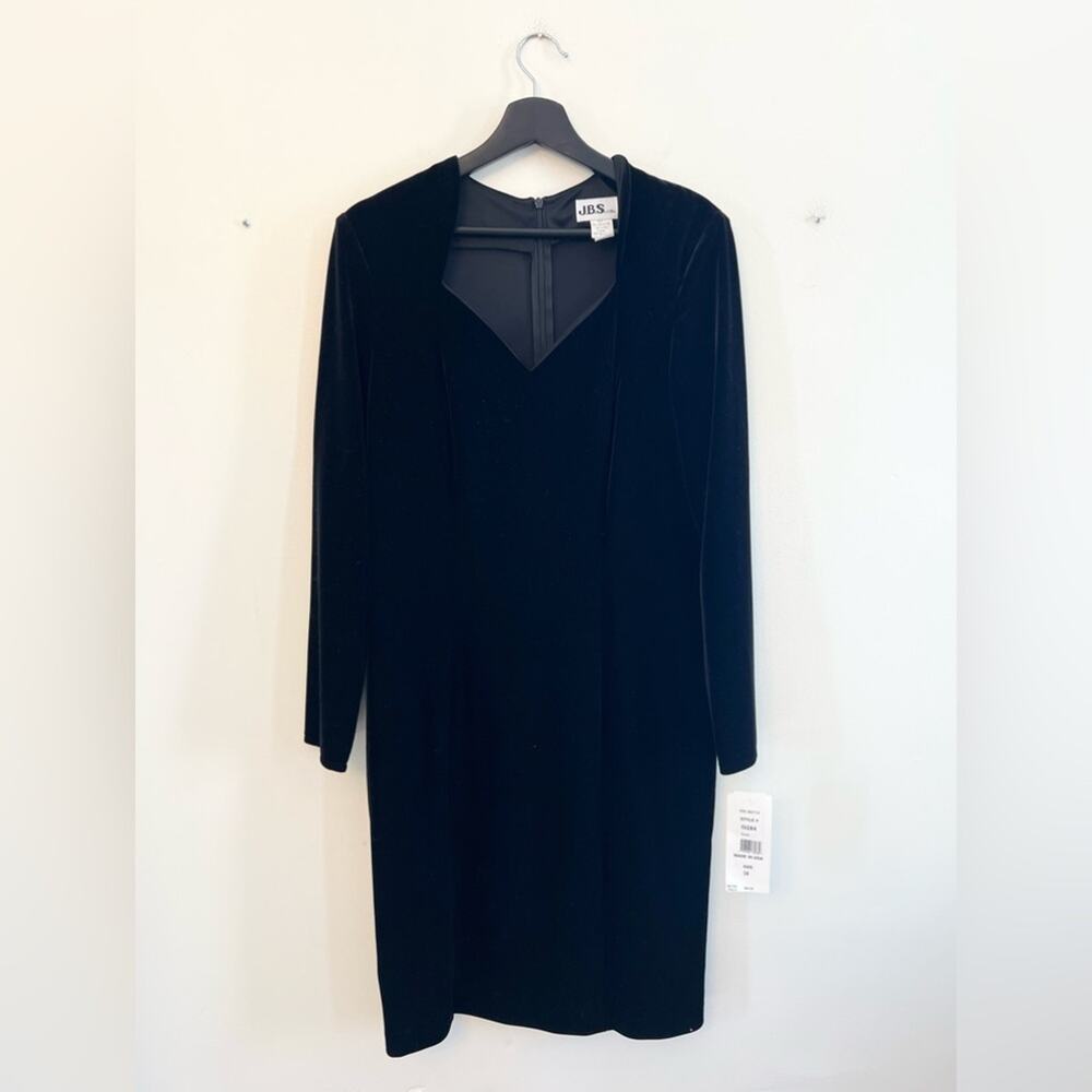 Vintage deadstock nwt black velvet dress sweetheart neckline goth punk alt L/XL